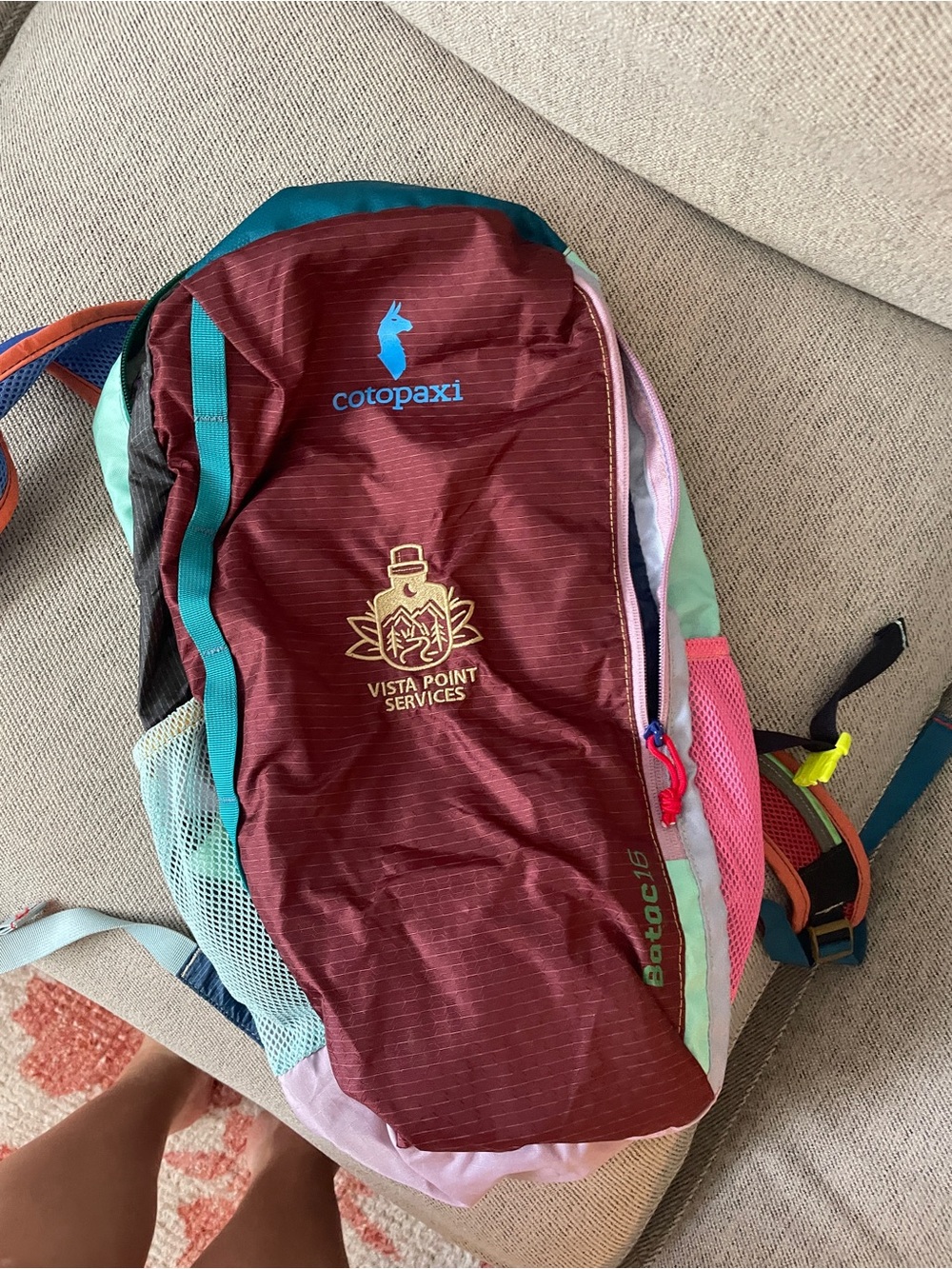 cotopaxi Maroon Multi-Color Daypack with Teal Accent